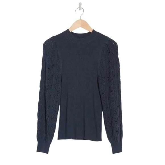 NWOT SPLENDID Palmer Pointelle Sweater in Navy SZ Large new - Picture 4 of 7